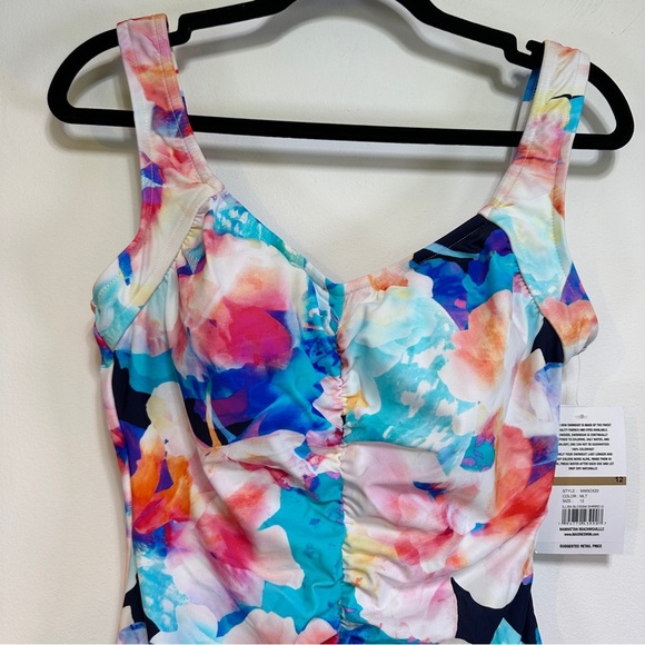 Maxine of Hollywood | Floral One Piece Swimsuit |Tummy Control Shirred Front - Picture 2 of 7